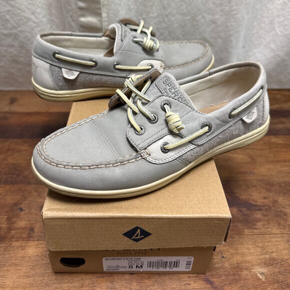 Sperry Women's Size 8 M Songfish Jacquard Boat Shoe Leather & Fabric Upper - Picture 1 of 14
